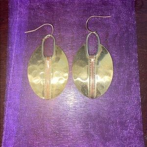 Boho Oval Gold & Silver Hammered Crescent Earring